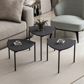 Masuta de cafea set (3 bucăți) Lenny - Anthracite