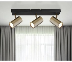Plafoniera cu 3 spoturi directionabile design modern ROBBY negru mat, alama antica