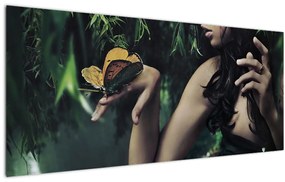 Tablou - Femeia grațioasă cu fluture (120x50 cm)