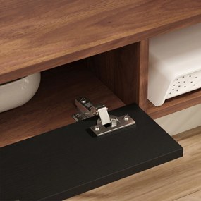 HOMCOM Mobilier TV Suspendat, Suport TV Până la 50" cu Sertar Rabatabil, 2 Rafturi Deschise și Orificiu pentru Cabluri, Mobilier pentru Televizor pentru Sufragerie, Dormitor și Sală de Stat, 120x24x16 cm, Nuc | Aosom Romania