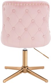 HR940CROSS Scaun Roz Pudra din Catifea cu Bază Aurie