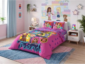 Lenjerie de pat din bumbac pentru copii LEGO SQUAD roz Dimensiune lenjerie de pat: 60 x 70 cm | 140 x 200 cm
