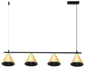 Lustră pe cablu CONE 4xGU10/10W/230V auriu/negru