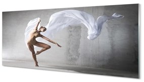 Tablouri pe sticlă Femeie dans material alb