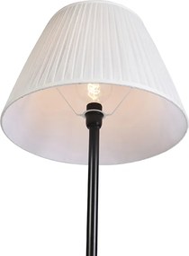 Lampa de podea moderna neagra cu abajur plisat alb 45 cm - Simplo
