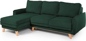 Colțar verde închis extensibil/cu spațiu de depozitare cu tapițerie din catifea reiată Tori – Bonami Selection