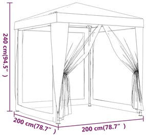 Cort de petrecere cu 4 pereti din plasa, alb, 2 x 2 m Alb, 2 x 2 m