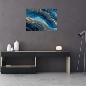 Tablou pe sticlă - Abstracție marmură albastră (70x50 cm)