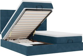 vidaXL Cadru pat otoman cu saltele Albastru închis 180x200cm catifea
