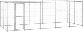 vidaXL Padoc câini de exterior cu acoperiș, 12,1 m², oțel galvanizat