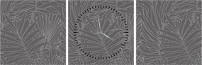 Tablou - Frunze de palmier gri (cu ceas) (90x30 cm)
