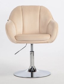 HR2055N Scaun Crem din Catifea cu Bază Cromata