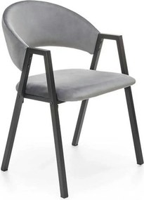 Scaun K473, stofa catifelata gri, 54x58x82 cm