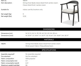 Scaun elegant design LUX Beale negru/ crem