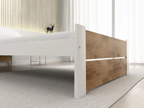 Pat IKAROS DOUBLE 90 x 200 cm, stejar artisan/alb Saltele: Cu saltele Somnia 18 cm, Somiera pat: Cu lamele drepte