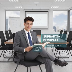 HOMCOM Scaun de Birou Fără Roți Ergonomic cu Brațe pentru Sala de Așteptare, Negru | Aosom Romania