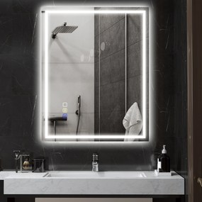 HOMCOM Oglindă Baie Bluetooth LED Antiabur Tactil | Aosom Romania