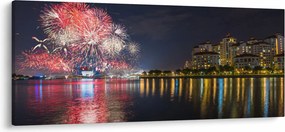 Tablou cu artificii in Singapur (120x50 cm)