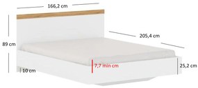 Pat matrimonial 160 cm Vina (alb + Stejar wotan) (fără saltea și somieră). 1053364