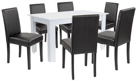 Set de masă Leon 6+1 alb-negru
