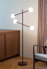 Lampadar cu 4 globuri sticla si metal visiniu Copenhagen