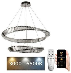 Lustră LED dimabilă pe cablu LED/90W/230V 3000-6500K crom + telecomandă