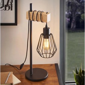 Eglo 780173 - Lampă de masă TABODI 1xE27/40W/230V pin/negru