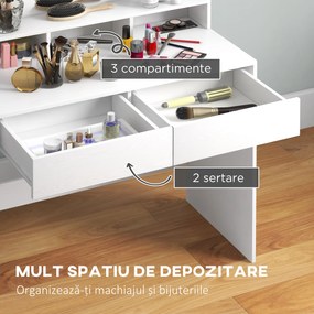 Oglindă LED, Toaletieră cu sertare | Aosom Romania