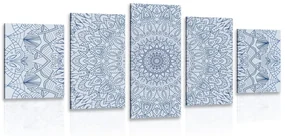 Tablou 5-piese Mandala decorativă detaliată în culoarea albastră