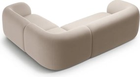 Colțar bej cu tapițerie din catifea (cu colț pe partea dreaptă/în formă de ”L”) Kate – Micadoni