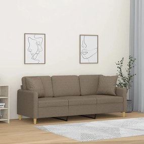 3153152 vidaXL Canapea cu 3 locuri cu perne&pernuțe gri taupe 180 cm textil