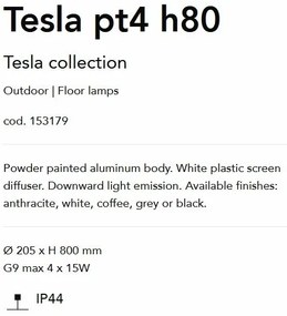 Stalp iluminat exterior design modern TESLA PT4 H80 BIANCO