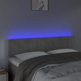 Tablie de pat cu LED, gri deschis, 144x5x78 88 cm, catifea 1, Gri deschis, 144 x 5 x 78 88 cm