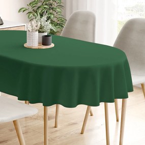 Goldea față de masă loneta - verde închis - ovală 140 x 280 cm