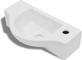 vidaXL Chiuvetă de baie din ceramică, gaură pentru robinet și preaplin, alb