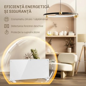 HOMCOM Aerotermă Electrică cu Temperatură Reglabilă, Termostat și Protecție la Supraîncălzire, 87x21,5x44,5 cm, Alb | Aosom Romania