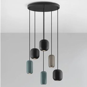 Lustra cu 6 pendule metal negru, maro, verde MARLIN