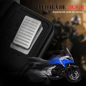 AIYAPLAY Motocicletă Electrică Copii, Licențiată Honda, Faruri Roți Antrenament, Albastră | Aosom Romania