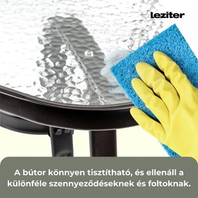 Masă de grădină Canillo cu cadru metalic și sticlă, neagră