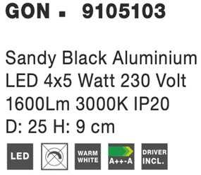 Plafoniera cu 4 spoturi LED directionabile Gon negru NVL-9105103