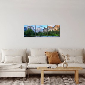 Tablou cu peisaj montan sălbatic (cu ceas) (90x30 cm)