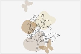 Tablou - Flori bej cu fluture N⁰1 (90x60 cm)