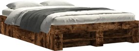 vidaXL Cadru pat fără saltea stejar afumat, 140x190 cm, lemn prelucrat