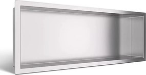 Raft incastrat dreptunghiular Balneo Wall-Box One cu rama 60x20x10 cm inox