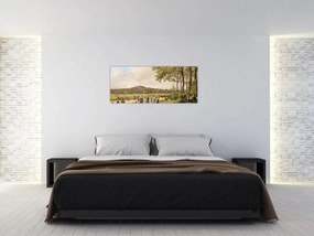 Tablou - French 19th Century, Race Course at Longchamps, reproducere (120x50 cm)