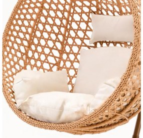 OFERTA Scaun balansoar suspendat maro deschis TROPIKAL cu suport, a doua calitate