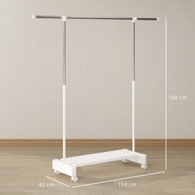 HOMCOM Uscător Vertical Extensibil cu Roți și Raft pentru Încălțăminte Alb | Aosom Romania
