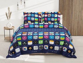 Lenjerie de pat din bumbac albastru, APPLIQUES