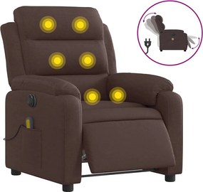 vidaXL Fotoliu electric de masaj rabatabil, maro închis, textil