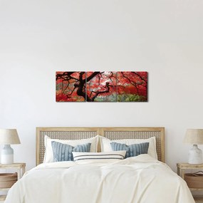Tablou - Arțarul japonez roșu, Portland, Oregon (cu ceas) (90x30 cm)